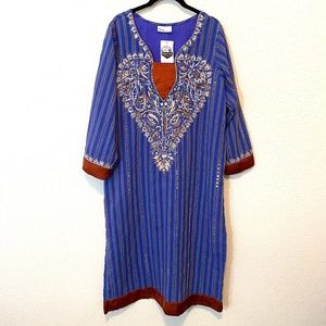 Indian Pinstriped Tunic with Embroidered Detail